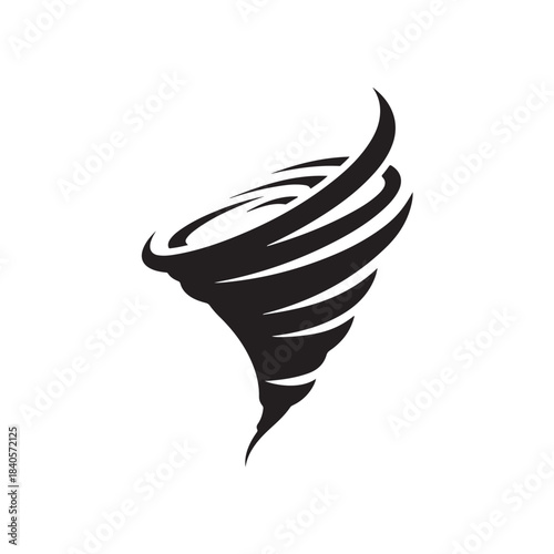 Tornado Icon in Simple Black Silhouette on White Background for Weather Symbol