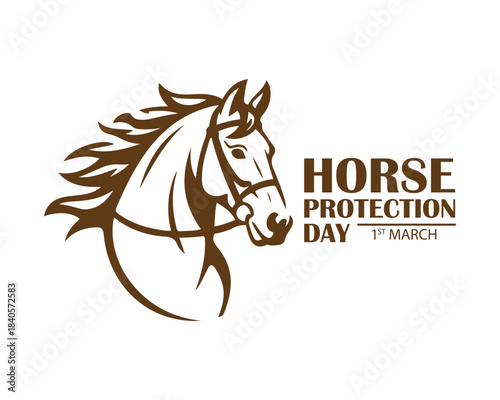 Horse head vector design illustrations and lettering. Celebrate Horse protection Day 1 March.