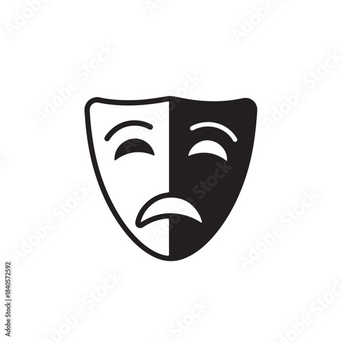 comedy and tragedy masks on white background