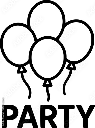 balloons air party icon sign, symbol, vector, art