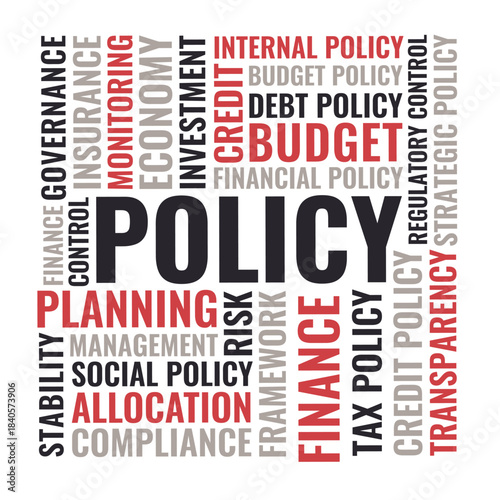 Policy Word Cloud for Budget Planning Finance Compliance and Governance Uses