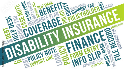 Disability Insurance Word Cloud for Finance and Coverage Education Uses
