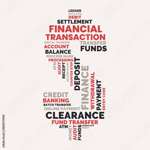 Financial Transaction Dollar Sign Word Cloud, Banking Funds payment and transfer terms