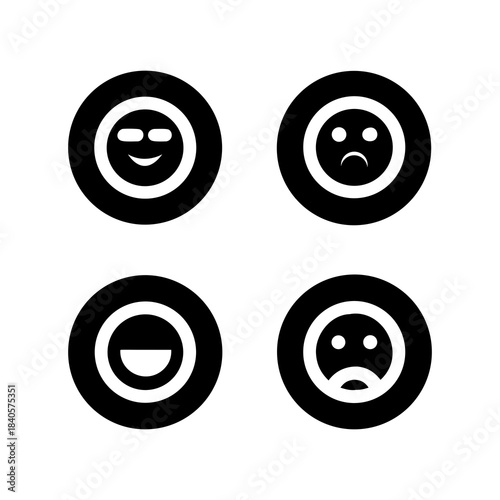 Four different emotion icons in a grid happy sad neutral and confused