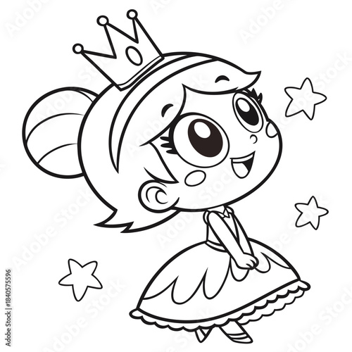Kawaii Princess with Big Eyes coloring page