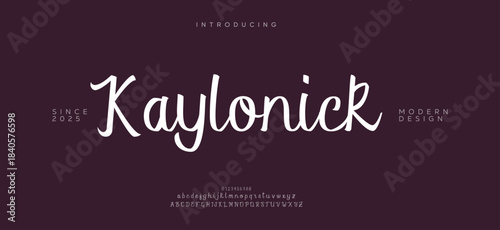 A bold, elegant font with sophisticated flair and unique, dynamic letterforms, perfect for premium branding.