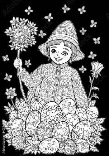 Whimsical Child with Flowers and Butterflies