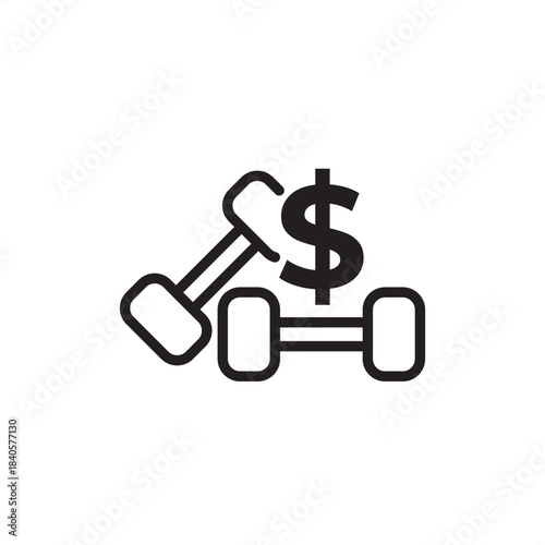 Gym wellness stipend icon symbolizing employee fitness benefits, health allowance, and monetary support for well-being, representing HR programs, corporate wellness, and cost reduction strategies.