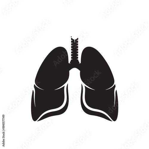 Human lungs with trachea, respiratory system, medical icon
