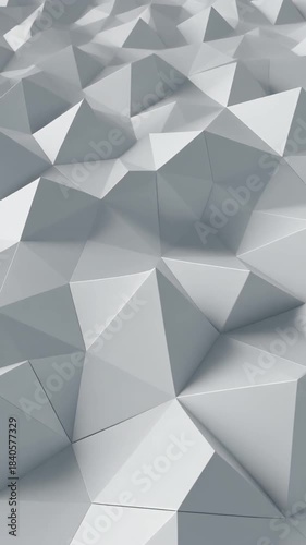 Seamless Loop: Vast Low-Polygon Landscape Slowly Shifting with Minimalist White Matte Geometry