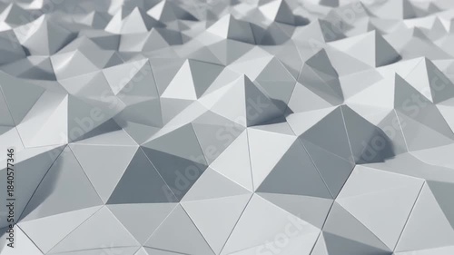 Seamless Loop: Vast Low-Polygon Landscape Slowly Shifting with Minimalist White Matte Geometry