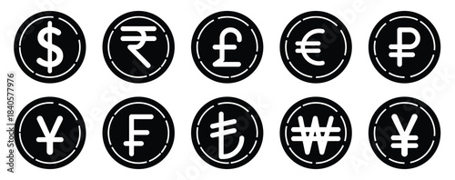 dollar and euro currency icon set featuring clean financial symbols, minimalist money graphics, and clear currency signs, ideal for banking apps, financial presentations, economic infographics. EPS 10