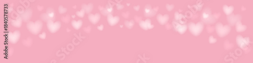 Soft pink bokeh banner with glowing heart lights. Perfect for romantic promotions, Valentines Day greetings, newsletters, web ads, sale, ad, and gentle festive announcements