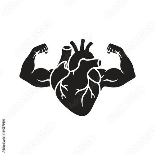 heart muscle icon glyph solid vector health fitness anatomy strength medical cardio workout body human organ