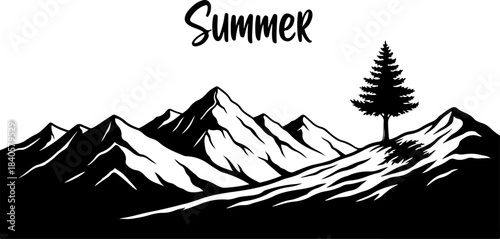 Summer Mountain Adventure Nature  Vector Design