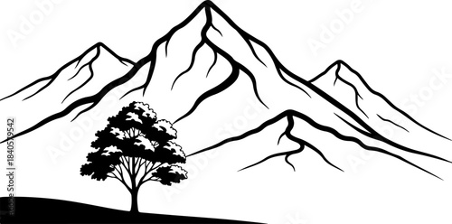 Summer Mountain Adventure Nature  Vector Design