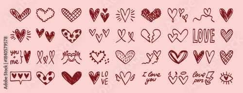 Charming small decorative hearts on gentle pastel pink background for branding, Delicate aesthetic heart shapes on muted pink canvas designed for social media branding and overlays