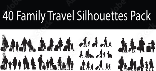 Family Travel Silhouettes – Vacation, Luggage & Togetherness Icons