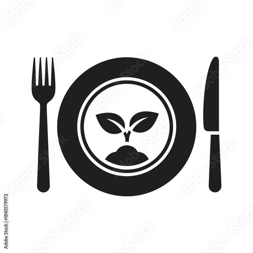 healthy food plate icon glyph solid vector nutrition diet eating meal dinner fresh organic vegetables