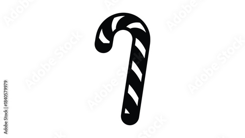 Wallpaper Mural A simple black and white illustration depicting a classic striped candy cane shape is shown Torontodigital.ca