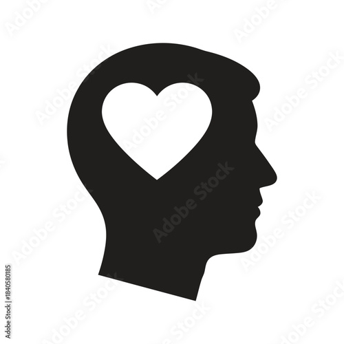 head heart mind icon glyph solid vector intelligence psychology mental health emotion thinking learning process