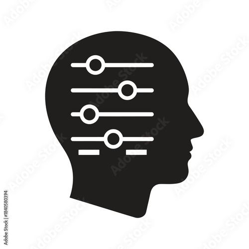 head brain mind icon glyph solid vector intelligence psychology mental health education thinking learning process