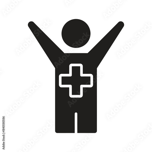 Person symbol representing overall wellness, medical support, healthy lifestyle, physical care, wellbeing guidance, holistic balance, and supportive health environment.