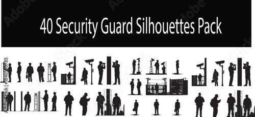 40 Security Guard Silhouettes Pack