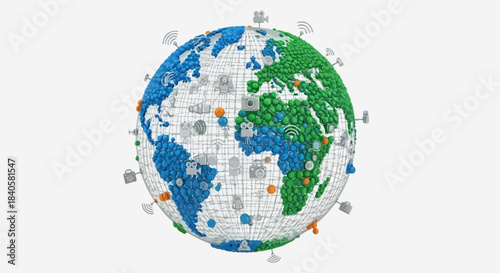 Global network of interconnected digital data points across the Earth.