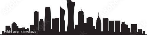Chengdu China city skyline vector silhouette illustration. design Vector black silhouette