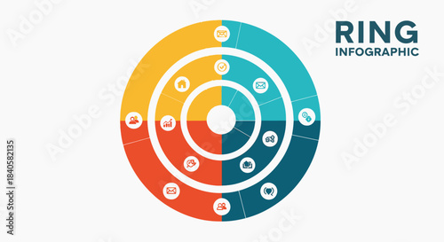 Colorful Ring Infographic for Business Data Visualization and Presentation.