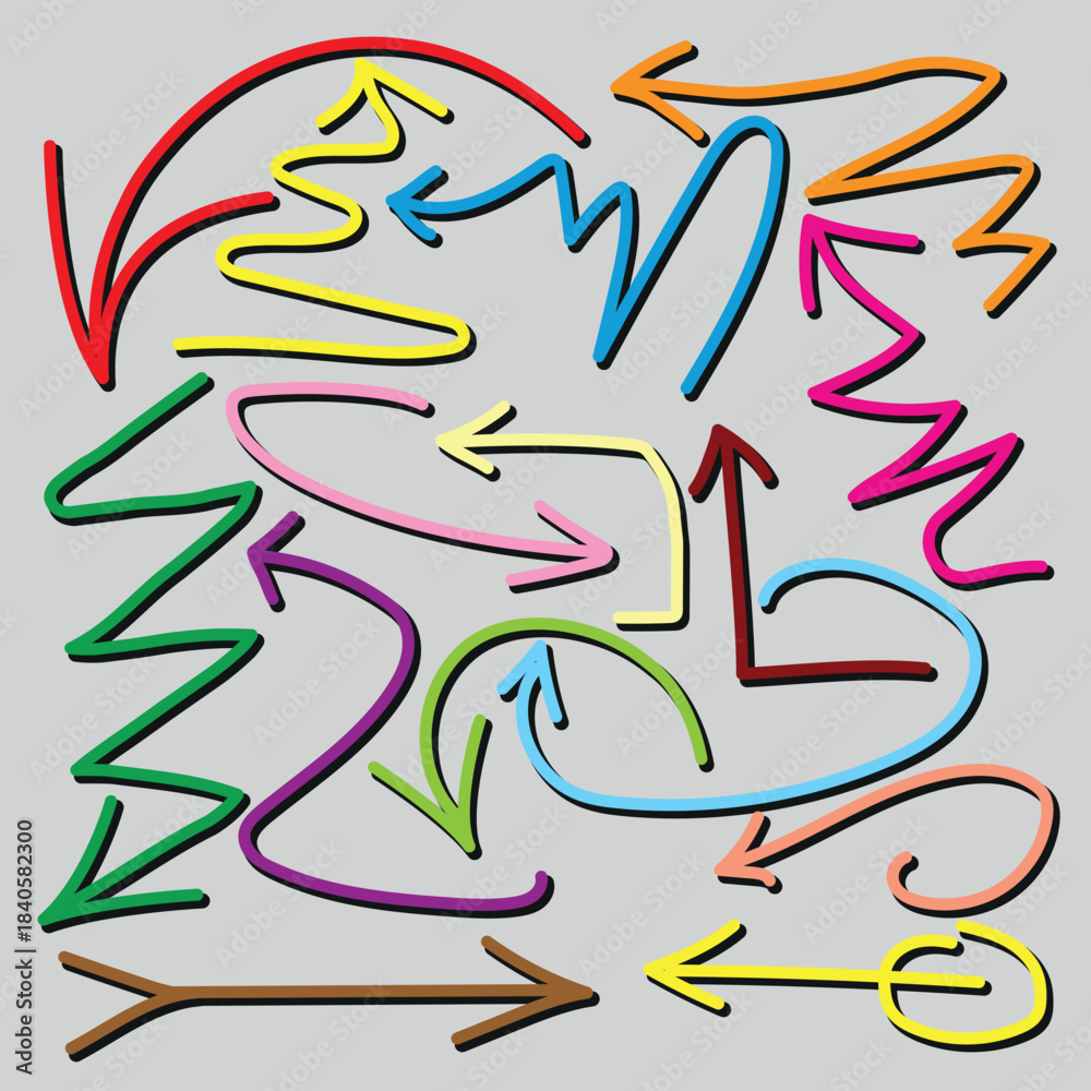 Obraz premium Set of arrow icons. vector illustration arrow shapes in various styles.