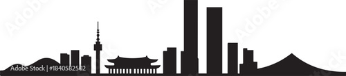 Seoul Simple Dark Lines Skyline. design Vector black silhouette