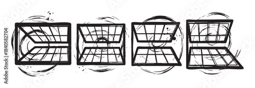 Stylized grunge letters forming the word DEAL with an artistic brush stroke effect, representing concepts of business, agreement, or transaction.