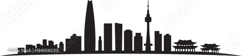 South Korea country skyline. design Vector black silhouette