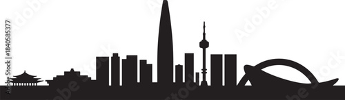 South Korea country skyline. design Vector black silhouette
