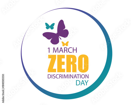 March 1, Zero Discrimination Day. Campaign or celebration banner design