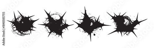 Spiky abstract shapes with a grunge texture and sharp points create a dynamic and edgy graphic design element for various creative projects.