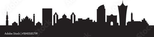 Ahmedabad India Skyline Silhouette City Minimalist. design Vector black silhouette