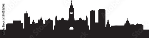 Sheffield Skyline Silhouette UK Landmark. design Vector black silhouette