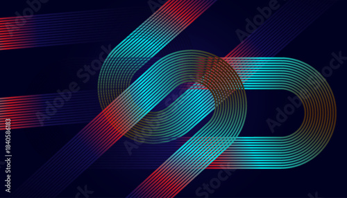 Multicolor Futuristic Curve Line Pattern Wallpaper. Vibrant Neon Wave Gradient Background Design.