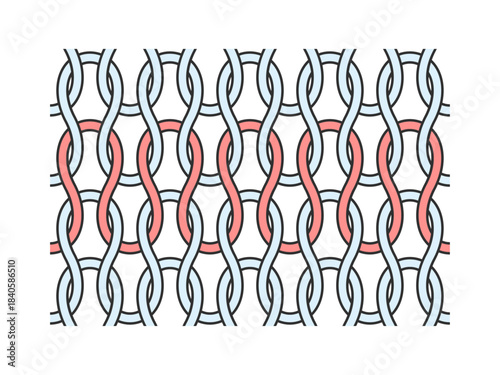 シンプルな2色のニットの編み目の拡大図 - メリヤス編みの毛糸の図解や編み物のイメージのイラスト素材