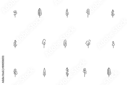 Continuous one-line drawing three trees by the road. Tree concept single line drawing design graphic vector illustration