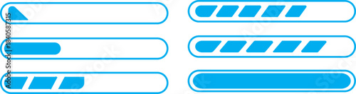 Set of pixelated loading screens. loading progress bar download status icon set