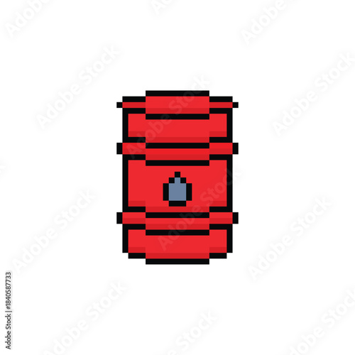 pixel art barrel oil 8 bit vector icon for computer game logo	
