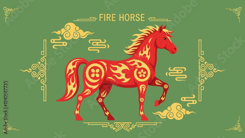 Fiery Horse Illustration - A Symbol of Power and Energy.