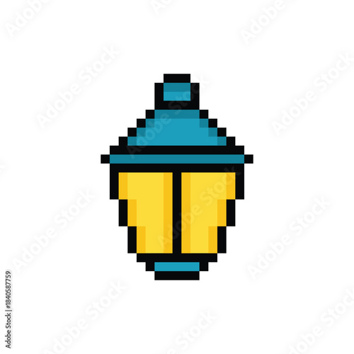 pixel art lantern  street light 8 bit vector icon for computer game logo