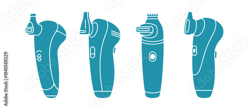 Electric pore vacuum blackhead remover showcasing 4 different designs. Vector illustration