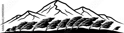 Summer Mountain Landscape Illustration