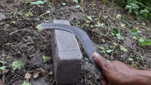 Wallpaper Mural KEDIRI INDONESIA 12 02 2025
A hand sharpening a blade on a concrete block showing traditional skill focus and manual craftsmanship Torontodigital.ca